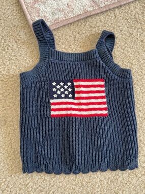 GAP Navy Blue Knit Tank Top with American Flag Toddler Girl
